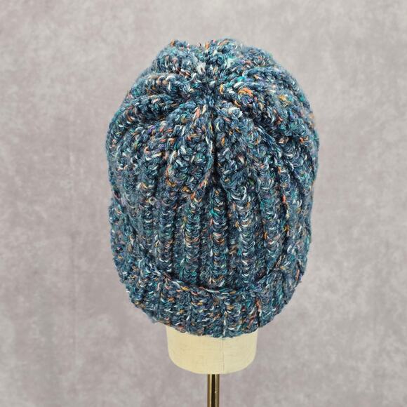 Blue Pink Crochet Knit Bucket Cap Hat Fun Vintage Y2K Funky Beanie - Picture 4 of 4